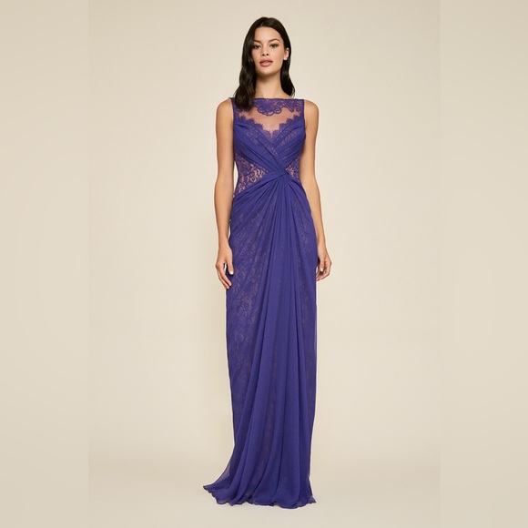 Tadashi Shoji Dresses & Skirts - Tadashi Shoji Purple Aries lace $ chiffon Dress Gown.Sz 14